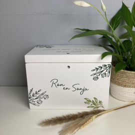 Houten Enveloppenkist wit  | Botanical Wedding | Huwelijks cadeau