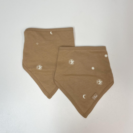 Jollein Bandana - Slabbetje - Stargaze - Biscuit - met naam - Set van 2