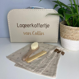 Logeerkoffertje met inhoud | Kraampakket "uit logeren" Naturel