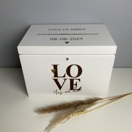 Houten Enveloppenkist wit  | LOVE | Huwelijks cadeau