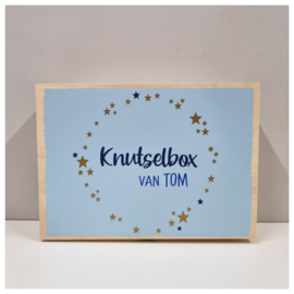 Houten Knutseldoos | Houten Knutselkist | Houten box met naam | Full Print Circle of Stars