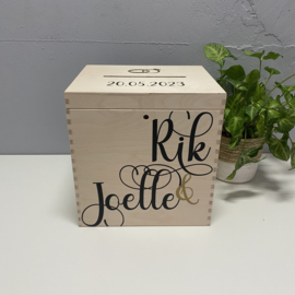 Houten Enveloppenkist met naam | Forever Connected | Enveloppenkist bruiloft | Huwelijks cadeau