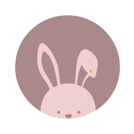 Muurcirkel met naam en konijn | Wandcirkel Peek-a-Boo