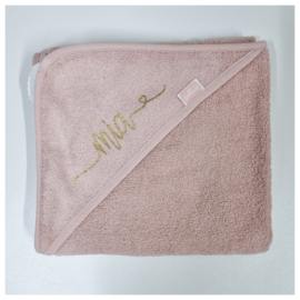 Jollein Badcape Badstof  75 x 75cm Pale Pink | Baby Badcape met naam bedrukt