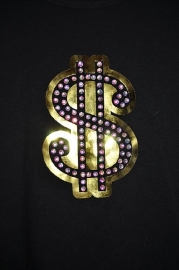 DOLLARLOGO met strass steentjes afgewerkt