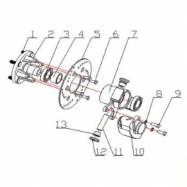 Wielhouder, achterzijde XY500GK/XingYang 500/CF Moto T500