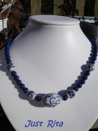 Collier met Lapis Lazulli en porselein