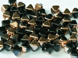 Bicone Beads 6 mm Jet Capri Gold (per 50)