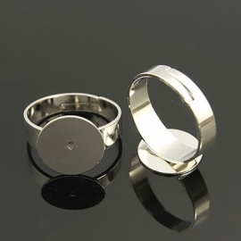 Ring zilver met plakvlak 12mm