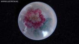 Resin cabochon roze roos geel hartje 25mm