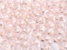 Silky Beads 2-hole 6 x 6 mm Transparant Rosaline (per 24)
