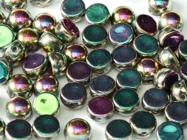 2-hole Cabochon 6 mm Crystal Full Vitrail Green (per 8)