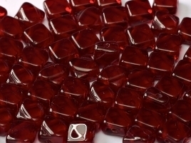 Silky Beads 2-hole 6 x 6 mm Garnet (per 20)