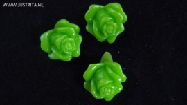 Resin cabochon roosje 14 mm felgroen