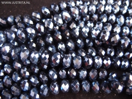1 streng kristal rondellen 8 bij 6 mm zwart