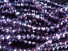 1 streng kristal rondellen 8 bij 6 mm paars