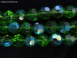 1 Streng ronde facet glas kristallen 10 mm. Groen