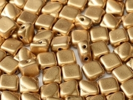 Silky Beads 2-hole 6 x 6 mm Aztec Gold (per 18)