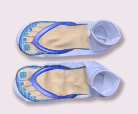 Sok002 sneaker sokken blauwe flip flops