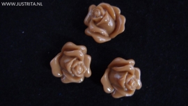 Resin cabochon roosje 14 mm caramel