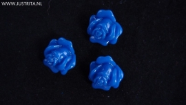 Resin cabochon roosje 14 mm donkerblauw