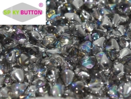 Spiky Button® 4,5 x 6,5 mm Crystal Silver Rainbow (per 14)