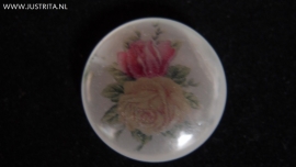 Resin cabochon roze en gele roos  25mm