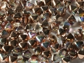 Bicone Beads 6 mm Crystal Copper Rainbow (per 50)