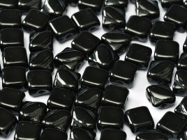 Silky Beads 2-hole 6 x 6 mm Jet (per 24)