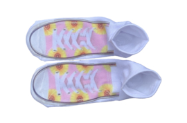 Sok005 Sneakersokken roze met bloemetjes sneakers