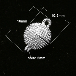 Magneetsluiting rond 16 x 10,5 mm zilverkleur