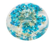 Resin cabochon droogbloemetjes Aqua