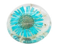 Resin cabochon droogbloem aqua