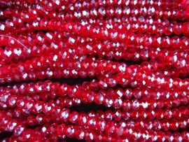 1 streng kristal rondellen 8 bij 6 mm Rood