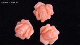 Resin cabochon roosje 14 mm zalm