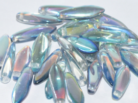 Glass Daggers 5 x 16mm Crystal Blue Rainbow (10 stuks)