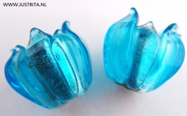 GKB06 Turkooisblauwe glazen tulp