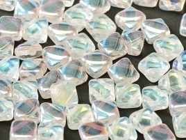 Silky Beads 2-Hole 6 x 6 mm Crystal AB (per 16)
