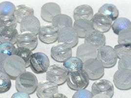 2-hole Cabochon 6 mm Crystal Etched Blue Rainbow (6 stuks)