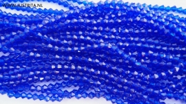 1 streng kristallen bicones 4 mm kobalt blauw