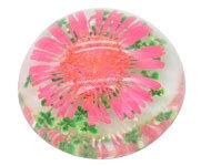 Resin cabochon droogbloem rood/roze