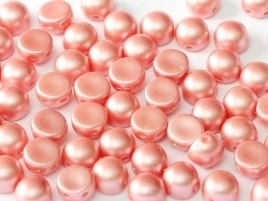 2-hole Cabochon 6 mm Alabaster Pastel Light Coral (per 6)