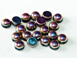 2-hole Cabochon 6 mm Jet Full Sliperit (per 8)