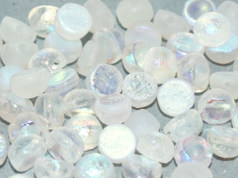 2-hole Cabochon 6 mm Crystal Etched AB Full (6 stuks)