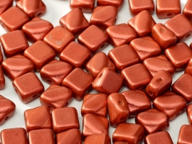 Silky Beads 2-hole 6 x 6 mm Lava Red (per 18)