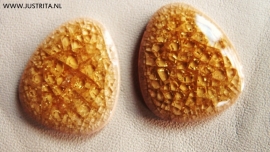 Cabochon crackle porselein goud/geel
