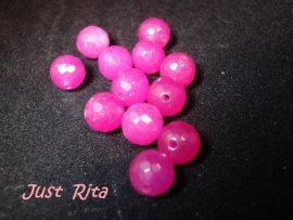 Agaat Magenta roze facet rond 8 mm