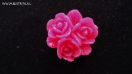 Resin cabochon fel roze  roosjes 16mm