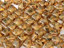 Silky Beads 2-Hole 6 x 6 mm Crystal Picasso (per 16)