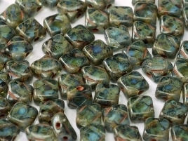 Silky Beads 2-hole 6 x 6 mm Sapphire Travertin (per 16)
